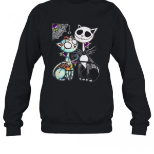 Cat Jack Skellington And Sally Happy Halloween T-Shirt