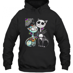 Cat Jack Skellington And Sally Happy Halloween T Shirt 3