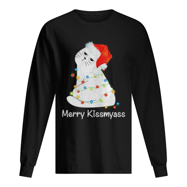 Cat Merry Kissmyass Christmas Light shirt