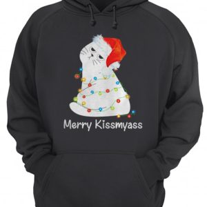 Cat Merry Kissmyass Christmas Light shirt 3