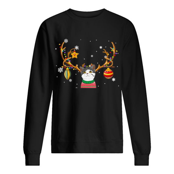 Cat Reindeer Christmas Holiday Funny T-Shirt