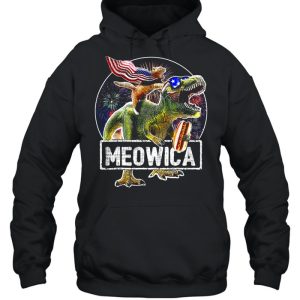 Cat Riding Dinosaur Meowica 4th of July shirt 5