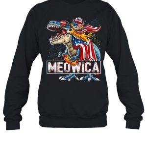 Cat Riding Dinosaur Meowica American Flag Independence Day 4th Of July shirt 4