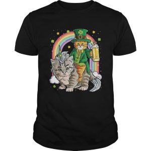 Cat Unicorn Leprechaun Riding Caticorn St Patricks Day Rainbow shirt