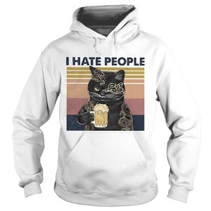 Cat beer i hate people vintage retro shirt 1