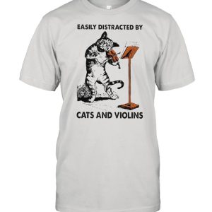 Cat easily distracted by cats and violins shirt