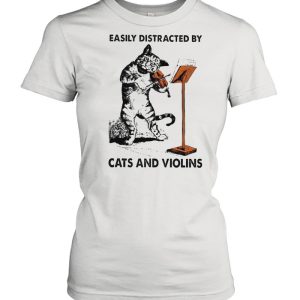 Cat easily distracted by cats and violins shirt