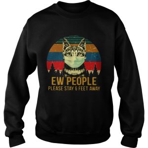 Cat face mask Ew people please stay and feet away vintage retro shirt 2