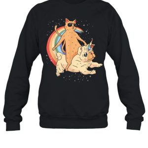 Cat in Sunglasses Rides on Unicorn Pug Shirt 2