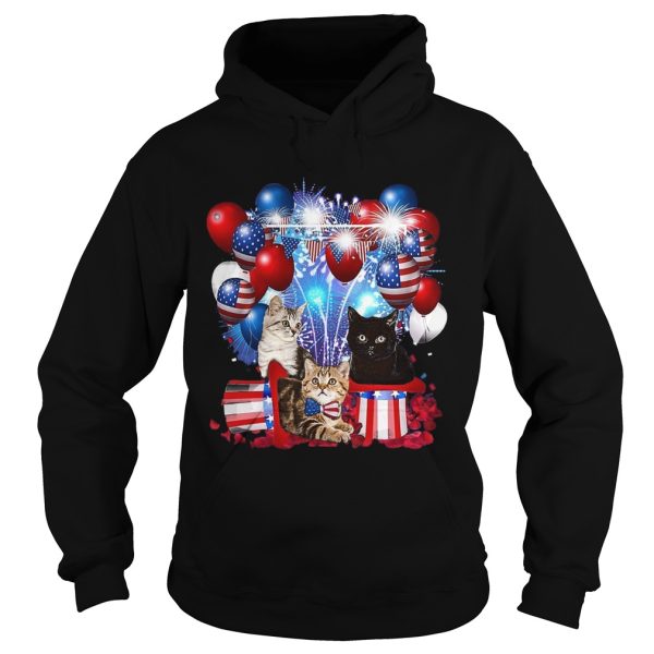 Cats Balloons Fireworks Independence Day 4th Of July shirt