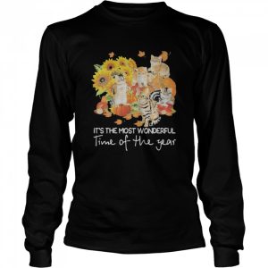 Cats it's the most wonderful time of the year sunflowers leaves tree shirt 1