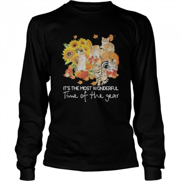 Cats it’s the most wonderful time of the year sunflowers leaves tree shirt