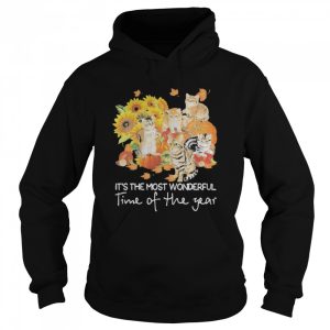 Cats it's the most wonderful time of the year sunflowers leaves tree shirt 3