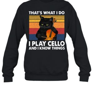 Cello Cellist That's What I Do I Play Cello And I Know Things Black Cat Guitar T shirt 4