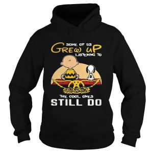 Charlie brown and snoopy some of us grew up listening to aerosmith the cool ones still do shirt 1