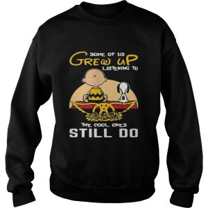 Charlie brown and snoopy some of us grew up listening to aerosmith the cool ones still do shirt 2