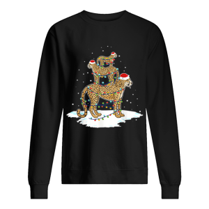 Cheetah Santa Christmas Light Tree shirt 2