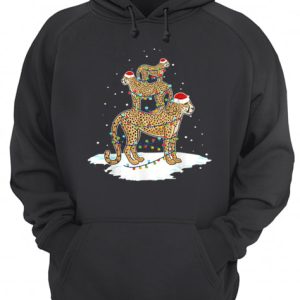 Cheetah Santa Christmas Light Tree shirt 3