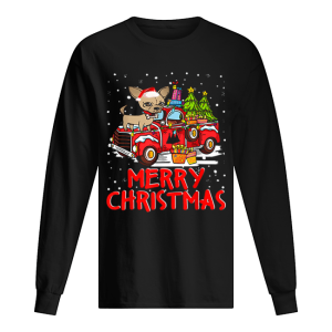 Chihuahua Rides Red Truck Merry Christmas Pajama shirt