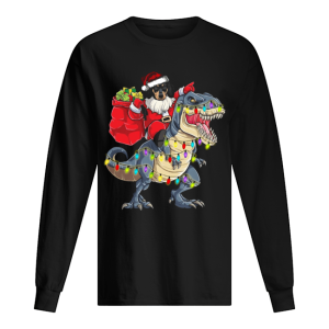 Christmas Dachshund Santa Riding Dinosaur Christmas Light shirt