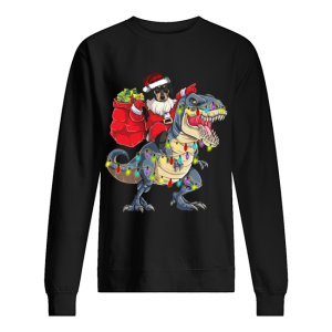 Christmas Dachshund Santa Riding Dinosaur Christmas Light shirt