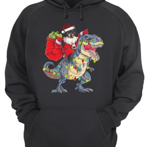 Christmas Dachshund Santa Riding Dinosaur Christmas Light shirt 3