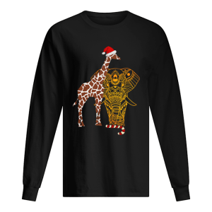 Christmas Elephant Giraffe Santa shirt 1