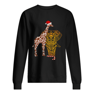 Christmas Elephant Giraffe Santa shirt 2