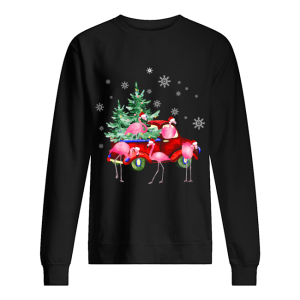 Christmas Flamingo Truck Funny Flamingo Santa Tree Xmas Gift shirt 2