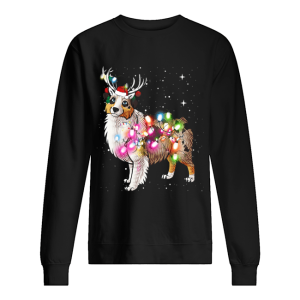 Christmas Lights Australian Shepherd Dog T Shirt 2