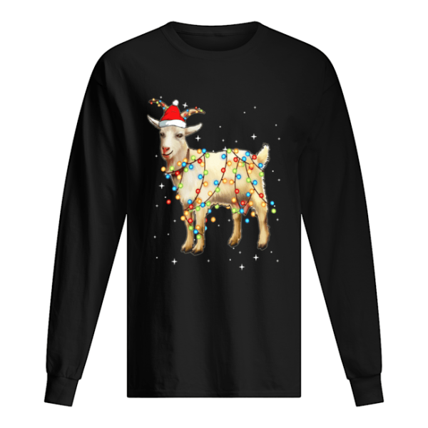 Christmas Lights Goat Wearing Santa Hat Funny Xmas shirt