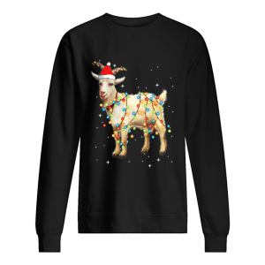 Christmas Lights Goat Wearing Santa Hat Funny Xmas shirt 2