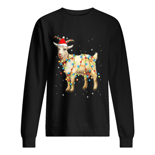 Christmas Lights Goat Wearing Santa Hat Funny Xmas shirt