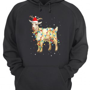 Christmas Lights Goat Wearing Santa Hat Funny Xmas shirt 3