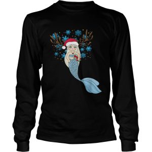 Christmas Mermaids Santa HatReindeer Antlers Gift shirt 2