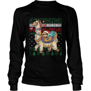 Christmas Santa Sloth And Llama Christmas shirt 2