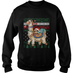 Christmas Santa Sloth And Llama Christmas shirt 3