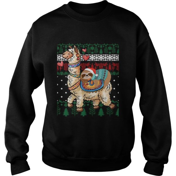 Christmas Santa Sloth And Llama Christmas shirt