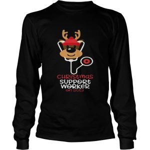 Christmas Support Worker Reindeer Nurse On Duty shirt 2