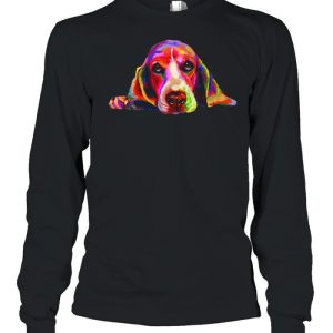 Colorful Basset Hound Hand Drawn Dog Painting shirt 1