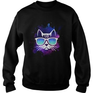 Cool Cat With Sunglasses Over Space shirt 3