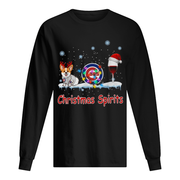 Corgi Chicago Cubs Christmas and wine spirits shirt