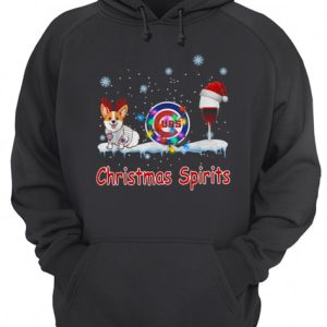 Corgi Chicago Cubs Christmas and wine spirits shirt 3