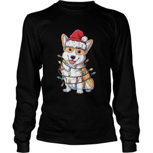 Corgi Santa Hat Christmas Light shirt 2