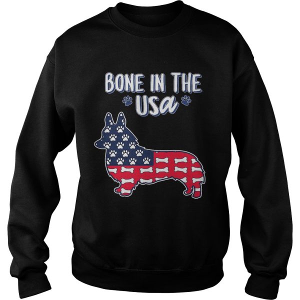 Corgi bone in the USA American flag veteran Independence Day shirt