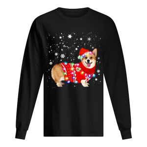 Corgi lovely christmas light Crewneck shirt 1