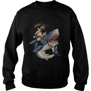 Cowboy Pug Riding Shark shirt 2