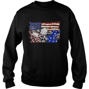 Cows 2 flag US American flag veteran Independence Day shirt 2