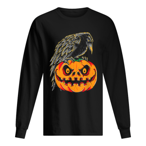 Creepy Black Raven Retro Vintage Pumpkin Halloween shirt 1