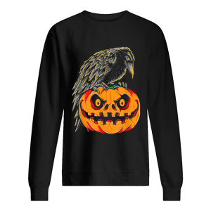 Creepy Black Raven Retro Vintage Pumpkin Halloween shirt 2